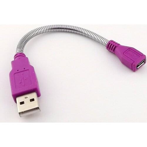 10pcs USB 2.0 A Male Plug to USB Micro Female Extension Flexible Metal Stand Cable 15cm