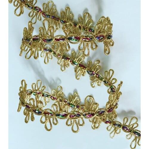 10Yards 25mm Home Textile Accessories Gold Silk Lace Dog Teeth Lace Braid Centipeded Wave Lace Trim Ribbons Clothing Accessories