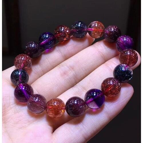 11mm Natural Lepidocrocite Rutilated Quartz Bracelet For Women Men Super 7 Melody Round Beads Crystal Stretch Jewelry AAAAAA
