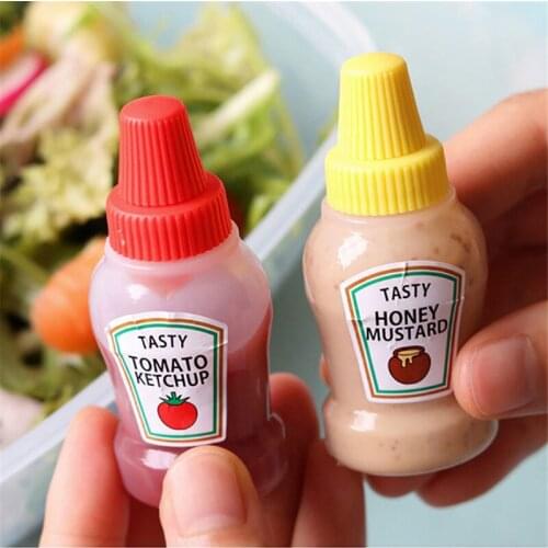 2PCS Mini Seasoning Sauce Ketchup Bottle Containers Lovely Travel Picnic Salad Bottles For Lunch Box Kitchen Jar Accessories