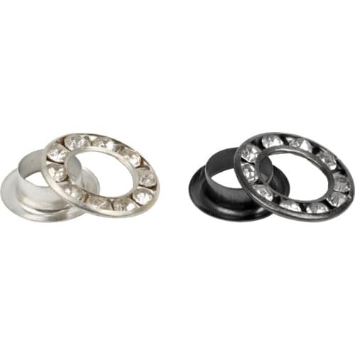 200sets Silver/Black Rhinestone Brass Grommets Eyelets for Leathercraft Shoes Bag Canvas Dress Clothes Eyelet Accessories