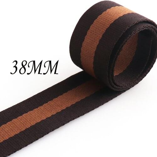 38mm Striped cotton Webbing,Brown nylon webbing,canvas ribbon purse strap handbag handle supplies Pet Collars Leash