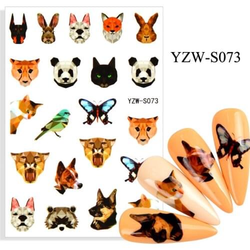 3D Nail Sticker Panda Fox Wolf Dog Slider Nails Art Decoration Wraps Decals Design Adhesive Manicure Tips Stickers Pegatina