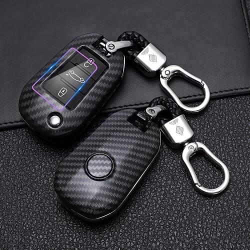 ABS Carbon Fibe Car Remote Key Cover Case For Peugeot 3008 208 308 508 408 2008 307 4008 Car Smart Key Accessories Keychain Fob
