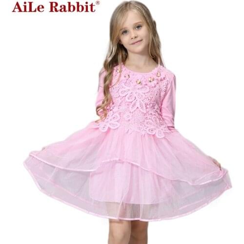 AiLe Rabbit Flower Girl Dress Princess tutu party gift wedding veil flower girl dress children dress pink green macarons k1