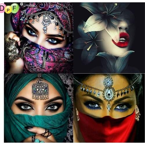 DPF 5D Diy diamond painting round full diamond women embroidery cross stitch kit mosic home decoration gift
