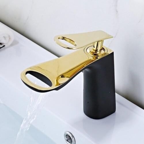 Chrome / Black /Gold /White Waterfall Basin Sink Faucet Bathroom Mixer Tap Wide Spout Vessel Sink Fauet Hot Cold Water Tap