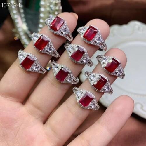 Natural Ruby gemstone ring with silver red colour gemstone ring hot selling gift jewelry