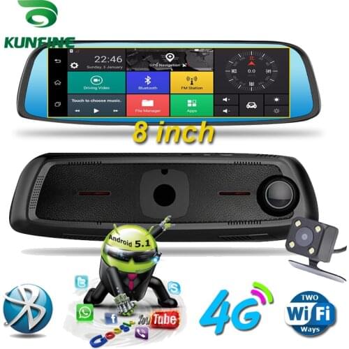 KUNFINE 10" Android GPS Navi Dash Cam Car DVR Mirror Video Recorder Dual Cameras Recording WIFI Bluetooth With 3G FM Transmit