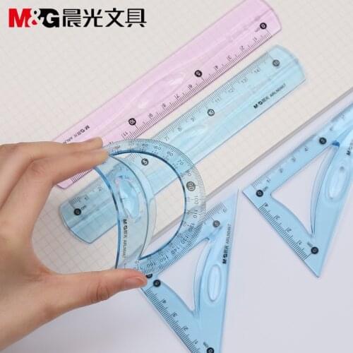 M&G Soft Flexible Geometry Ruler Set Maths Drawing compass stationery Rulers Protractor mathematical compasses for School AR0467