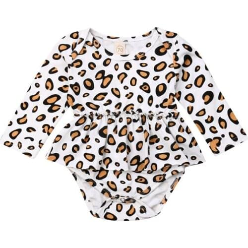 Fashion Baby Girls Leopard Bodysuits Summer Autumn Long Sleeve Elastic Waist Slim Jumpsuits Newborn Kids Casual Printed Playsuit