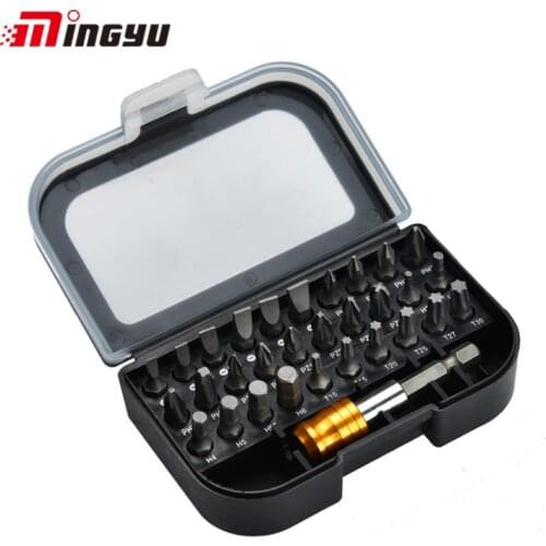 31pcs Common Screwdriver Bit Set 1/4'' 25mm Slotted Torx Hex Phillips Screw Driver Bit With A Magnetic Extension Shank Adapter