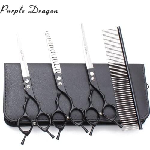 Pet Grooming Scissors Set Purple Dragon 6.5" JP Stainless Cat Puppy Thinning Shears 3009# Dog Hair Scissors Animal Scissors Kit