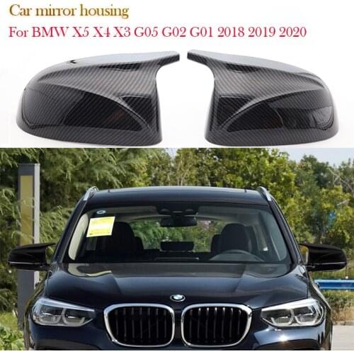1 set High quality ABS black carbon fiber pattern car rear view side mirror cover for BMW X3 X4 X5 G01 G02 G05 2018 2019 2020