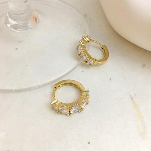 Monlansher New Shining Round Cubic Zirconia Hoop Earrings Gold Silver Color Metal Earrings for Women Luxurious Earrings Jewelry