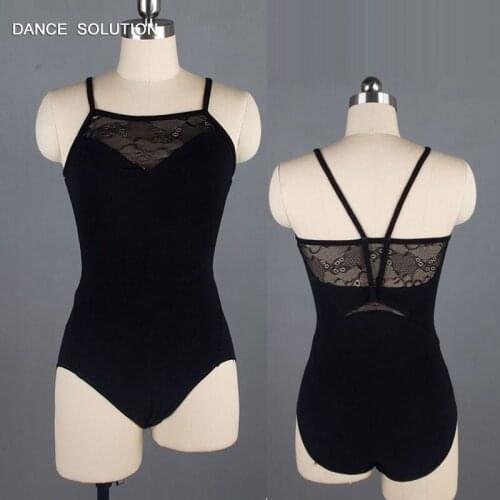 Adult Ballet Dance Wear Cotton and Lace Camisole Leotard 01D0081A