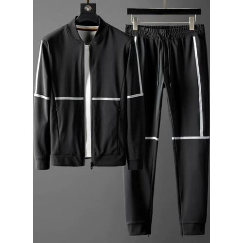 2021 Autumn Winter Mens Sets (sweatshirt+pants) Luxury Stand Collar Mens Sweatshirt Elastic Waist Mens Pants Plus Size 5XL