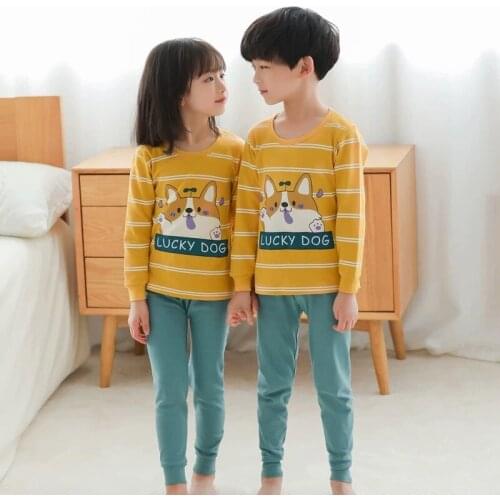 Kids Pajamas 2020 Autumn Girls Boys Sleepwear Nightwear Baby Infant Clothes Animal Cartoon Pajama Sets Cotton Childrens Pyjamas