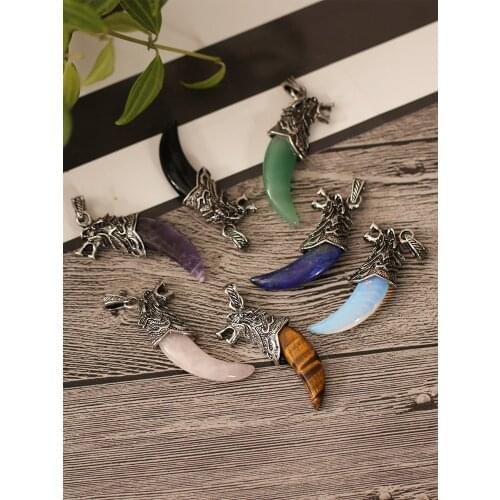 Natural Fluorite Spike Crystal Pendant Natural Quartz Retro Fashion Mineral Jewelry Amulet For Men And Women Jewelry Gifts