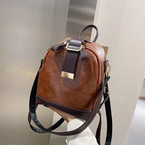 New Fashion Women Leather Backpack Small PU School Bag Backpacks for Teenage Girls Vintage Double Shoulder Bags Mochila Feminina