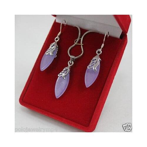Jewelry Color Purple Pendant Earring sets AAA style 100% Natural Noble Fine jewe