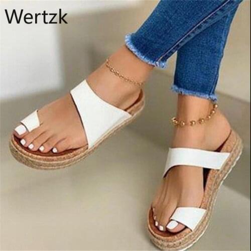 Womens Summer Retro Sandals Ladies Hemp Slides Causal Comfortable Slippers Woman Soft PU Leather Female Shoes