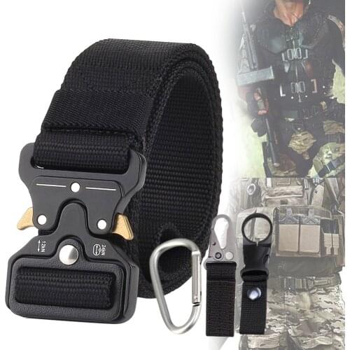 Tactical Belts Nylon Military Waist Belt with Metal Buckle Adjustable Heavy Duty Training Waist Belt Hunting Accessories