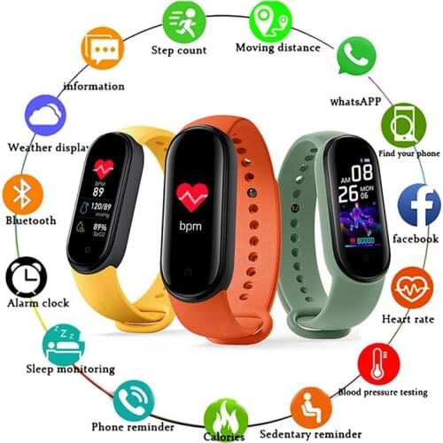 M5 Smart Watch Sport Smartwatch Heart Rate Blood Pressure Monitor Fitness Bracelet for Android/IOS Magnetic charging