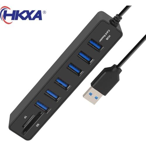 USB Hub 6 Ports Expander Adapter USB 2.0 Hub Multi USB Splitter 2.0 Hab 2 Hub 2.0 Multiple USB2.0 USB-Hub Card Reader for PC