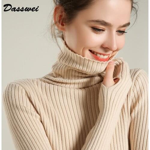 DASSWEI Turtleneck Knitted Sweater For Women Tops Causal Long Sleeve Solid Color Slim Female Pullovers 2021 Autumn Winter Jumper