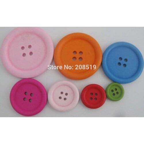 WBNWWW 15mm/20mm/25mm/30mm/35mm/40mm/45mm assorted sizes 4 holes wood buttons for craft decoration large buttons