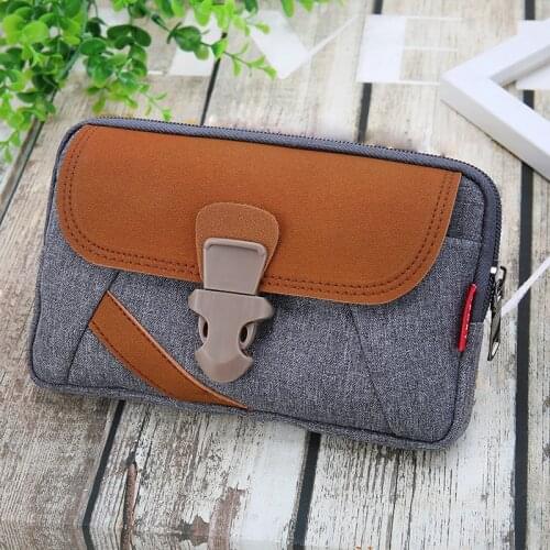 Fanny Pack Mobile Phone Zipper Hasp Bag Canvas Fabric Men Coin Purse Pocket Bags Waist Packs Sport Running Man Billfold Purses