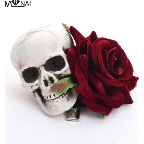 Vintage Gothic Steampunk Skull Rose Hairpin Hair Clip Headwear Lolita Skeleton Clips Hair Accessories