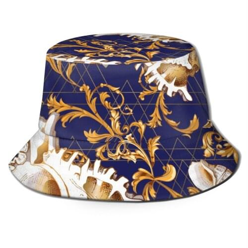 Fishermans Hat Women New Fashion Blue Flower Luxury Print Reversible Caps For Ladies Men Head Outdoor Bucket Caps Dropshipping