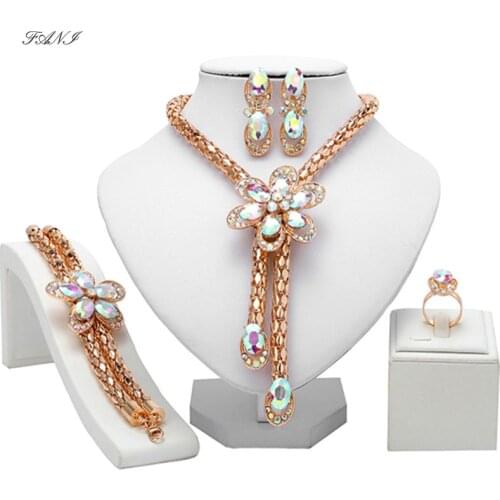 Fani nigerian wedding woman accessories jewelry set Brand italian Bridal jewelry set dubai gold color jewelry set Wholesale