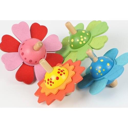 1PC Wooden Gyro Toys Hand Spinner Fidget Classic Gyroscope Learning Educational Wood Peg-top Building Blocks Spinner Kids