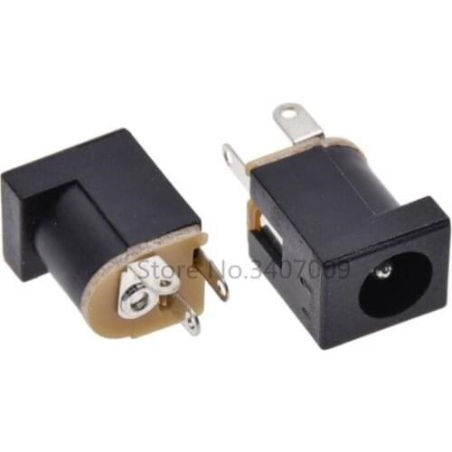 10PCS DC-012 DC power socket jack plug 5.5-2.1mm 180degrees 3PINS COPPER FEET ROHS