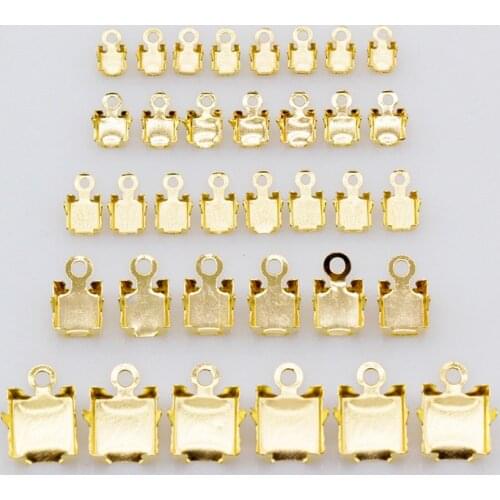 100p ss12 ss16 ss18 ss28 ss38 Gold silver Cup claw With Loop crystal rhinestone Trim End Chain Connector Ends Rings Lobster Clap