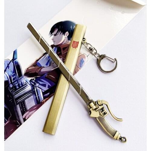 2pcs/Set Attack on Titan Erwin Smith Mikasa·Ackerman Eren Jaeger Metal Pendant Mini Prop Accessories Cosplay Key Chain Keyring