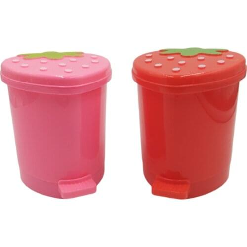 2-Pack Birds Educational Training Pedal Trash Can Toy for Small & Medium Birds - Red & Pink