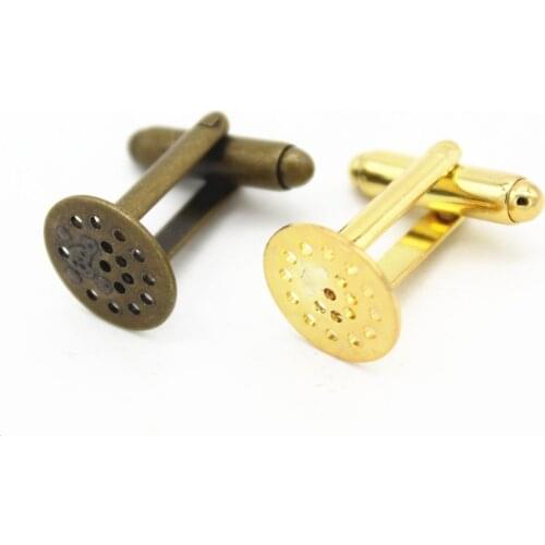 20 PCS 12mm Round Cabochon Base Cufflinks Setting Brass Gold Silver Plated Cufflinks Blank DIY Accessories For Jewelry Makings