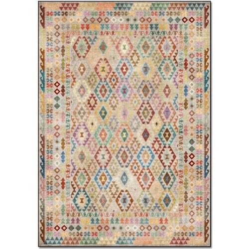 200*300cm Retro Multicolor Colorful Geometric Yellow Bottom Ethnic Style Living Room Bedroom Bedside Carpet Floor Mat