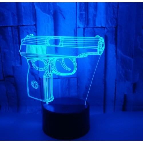 Pistol Modeling 3d Night Light Seven Colourful Desk Lamp Touch Control Led Visual Light Table Lamps For Living Room