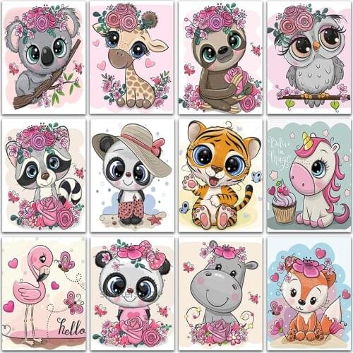 5D DIY Diamond Painting flowers animals tiger fox unicorn Flamingo Full Square&Round mosaic embroidery Cross stitch home decor