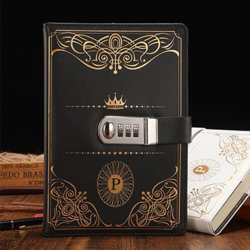 Password Notebook A5 Retro with Lock Notebooks PU Leather Lock Diary Traveler Notepad Journal Planner School Stationery Gifts