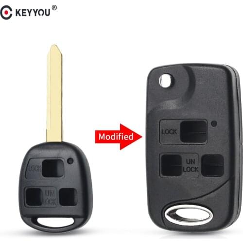 KEYYOU 10x Remote Fob Modified Folding Car Key Shell Case For Toyota RAV4 Avalon Echo Prado Tarago Camry TOY47 Blade 3 Buttons