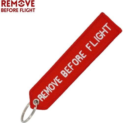 Remove Before Flight Key Chain Red Embroidery Car Key Fobs Tag Key Ring Fashion Keychain Aviation Gifts Chaveiro llavero Keyring