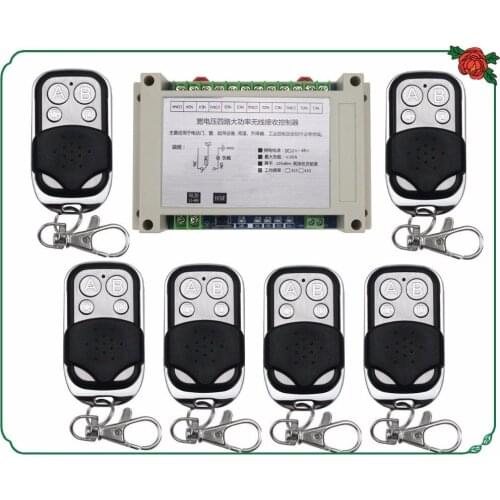 DC12V 24V 36V 48V 4CH 30A RF Wireless Remote Control Relay Switch Security System/ motor /garage door /lamp / 6pcs remote
