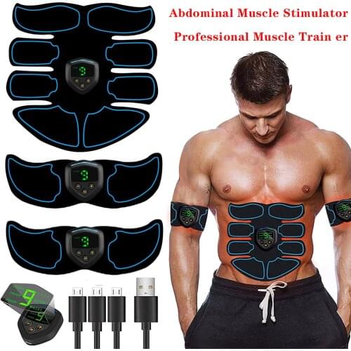 Intelligent Unisex USB Lazy EMS Fitness Trainer Belt LED Display Electrical Muscle Stimulator Abdominal Muscle Sticker