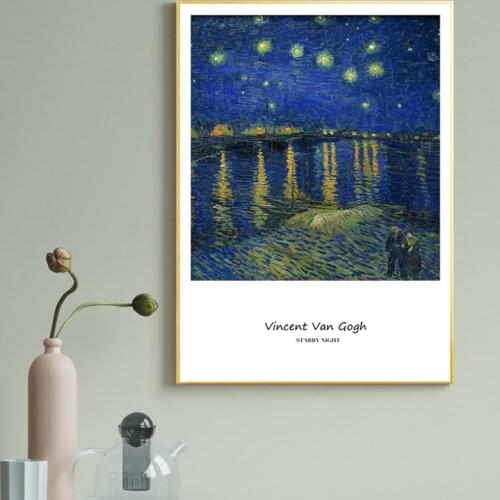 Monet Van Gogh Abstract Potted Flowers Night Oil Painting Art Posters and Prints Living Room Murals Decorative Art Wall Art